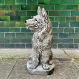 Concrete German Shepherd Statue Outdoor Sitting Dog Ornament Stone Sculpture For Garden Guardian Figurine Cement Pet Decoration Yard - thumbnail 2