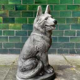 Concrete German Shepherd Statue Outdoor Sitting Dog Ornament Stone Sculpture For Garden Guardian Figurine Cement Pet Decoration Yard - thumbnail 4