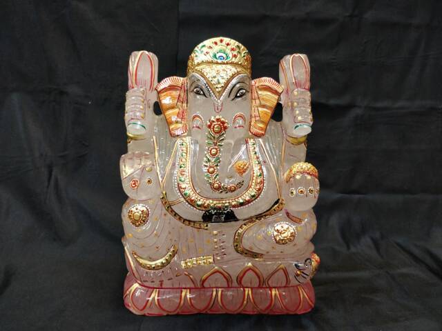 Crystal Quartz Ganesha Statue - Sphatik Lord Ganesh Idol Altar Meditation Decor Spiritual Housewarming Gift - image 1