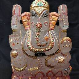 Crystal Quartz Ganesha Statue - Sphatik Lord Ganesh Idol Altar Meditation Decor Spiritual Housewarming Gift - thumbnail 3