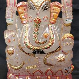 Crystal Quartz Ganesha Statue - Sphatik Lord Ganesh Idol Altar Meditation Decor Spiritual Housewarming Gift - thumbnail 2