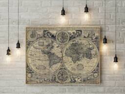 Old World Map, World Map Wall Art, Antique Map, Large Of The World, Historic 1626 Restoration Style Housewarming Gift Decor - thumbnail 1