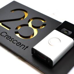 K Smart Sign - Bellissima Db Ring Nest Video Wifi Door-Bell Mount Plate Laser 3D Matt Dark Gray & Gold Mirror Door Number House Plaques - thumbnail 1