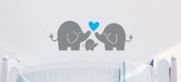 Elephant Family, Wall Decal, Art, Baby Boy Or Girl, Nursery Decor, Family - thumbnail 1