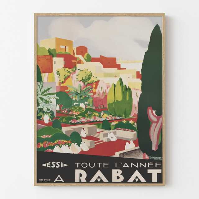 Vintage Rabat Morocco Travel Poster North Africa Garden Wall Art Print - image 1