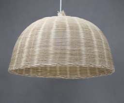Rattan Pendant Light - Pan Cover Lampshade, Natural Woven Ceiling Lamp, Diameter 17.7