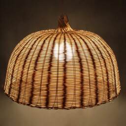 Rattan Pendant Light - Pan Cover Lampshade, Natural Woven Ceiling Lamp, Diameter 17.7 - thumbnail 3