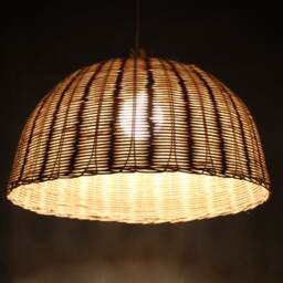 Rattan Pendant Light - Pan Cover Lampshade, Natural Woven Ceiling Lamp, Diameter 17.7 - thumbnail 2