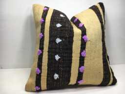 Vintage Turkish Kilim Pillow Cover, Handwoven Throw Pillow, 20x20 - thumbnail 1