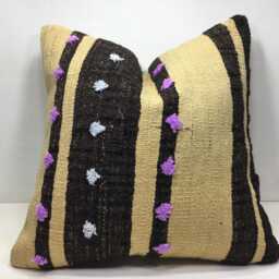 Vintage Turkish Kilim Pillow Cover, Handwoven Throw Pillow, 20x20 - thumbnail 2