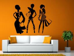 Fashion Shopping Style Woman Female Girl Dressing Design Swag Getup Wall Window Sticker Decal Vinyl Silhouette Decor L1916 - thumbnail 1
