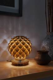 Pinecone Wood Table Lamp, Rustic Night Light