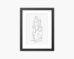 Line Art Print, Family Art, Drawing, Illustration, Mothers Day Gift, Gift For Mum, Mom, Wall Mum & Children - thumbnail 1