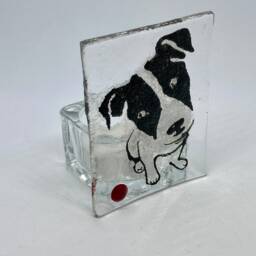 Handmade Fused Glass Jack Russell Tea Light Holder - Dog Lover Gift - thumbnail 3