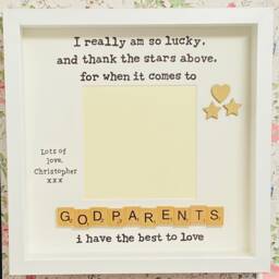 Godparents Frame - Scrabble Christening Gift Christmas Birthday Photo Personalised - thumbnail 2
