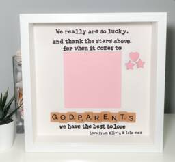 Godparents Frame - Scrabble Christening Gift Christmas Birthday Photo Personalised - thumbnail 1