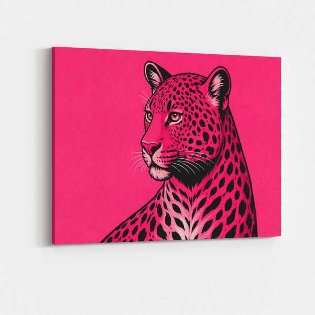 Bold Pink Leopard Canvas Wall Art Animal Print Luxury Maximalist Aesthetic Statement Decor Living Room Bedroom Office Hanging Cool Artwork - image 1