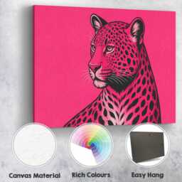 Bold Pink Leopard Canvas Wall Art Animal Print Luxury Maximalist Aesthetic Statement Decor Living Room Bedroom Office Hanging Cool Artwork - thumbnail 4