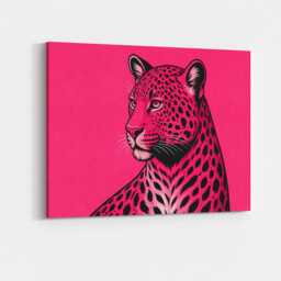 Bold Pink Leopard Canvas Wall Art Animal Print Luxury Maximalist Aesthetic Statement Decor Living Room Bedroom Office Hanging Cool Artwork - thumbnail 1