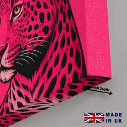 Bold Pink Leopard Canvas Wall Art Animal Print Luxury Maximalist Aesthetic Statement Decor Living Room Bedroom Office Hanging Cool Artwork - thumbnail 2
