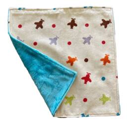 Planes & Polka Dots Baby Lovey Blanket Soft Cotton Flannel Security Snuggle Toy - thumbnail 3