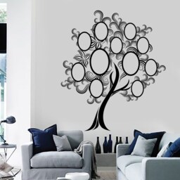 Wall Vinyl Decal Family Tree With Oval Picture Frames On Branches Genealogy Modern Home Decor - #1152Dz - thumbnail 2