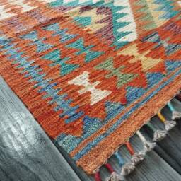 Classic Kilim Rug, Handmade Artisan Afghan Turkish Navajo Geometric Wool Rug 137x96 cm - thumbnail 2