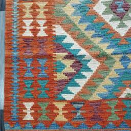 Classic Kilim Rug, Handmade Artisan Afghan Turkish Navajo Geometric Wool Rug 137x96 cm - thumbnail 4