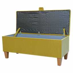 Gold Woven Storage Bench - Bedroom Ottoman Handmade in Britain - thumbnail 2