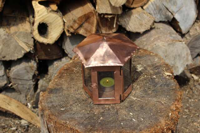 Handmade Copper Lantern - Hexagonal Candlelight For Rustic Indoor & Outdoor Decor - image 1