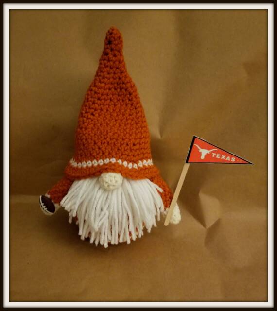 Texas Longhorns Inspired Gnome, Football New, Handmade To Order, About 11 Inches Tall - image 1