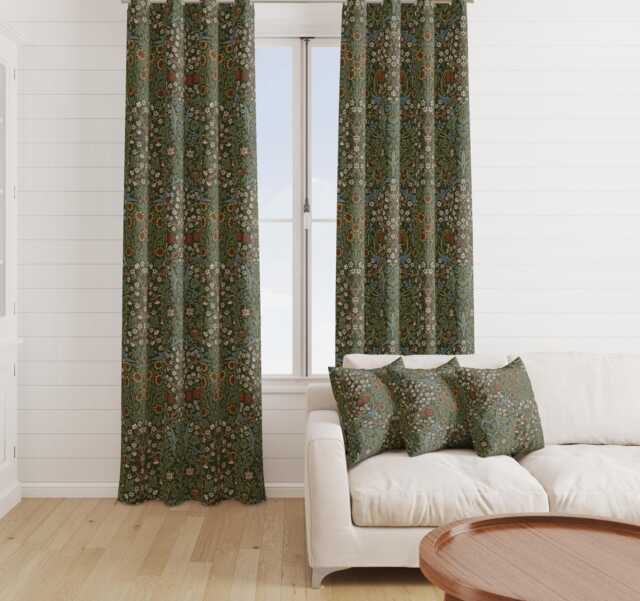 Custom Made William Morris Blackthorne Forest Blackout Lining Curtains 3 - image 1