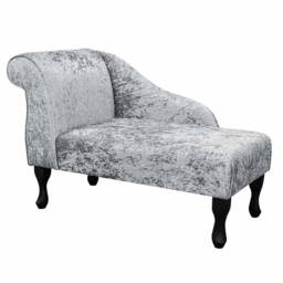 Handmade Mini Chaise Longue Shimmer Silver Metallic Crush Velvet, 41 - thumbnail 2