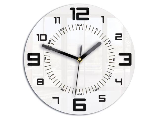 Wall Clock White Armando, Geometric Clock, Satin Black Numbers, Silent & Modern 28cm/11, 02 - image 1