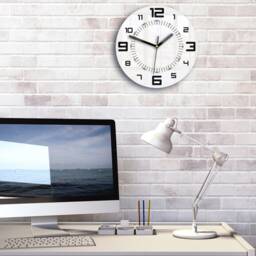 Wall Clock White Armando, Geometric Clock, Satin Black Numbers, Silent & Modern 28cm/11, 02 - thumbnail 3