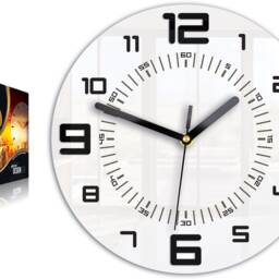 Wall Clock White Armando, Geometric Clock, Satin Black Numbers, Silent & Modern 28cm/11, 02 - thumbnail 4