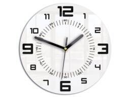 Wall Clock White Armando, Geometric Clock, Satin Black Numbers, Silent & Modern 28cm/11, 02 - thumbnail 1
