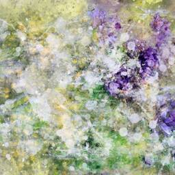 Green Purple Pastel Violet Pale Flowers Floral Splash Wide Canvas Print Abstract Picture Wall Art Panoramic Long Modern Home Free Delivery - thumbnail 2