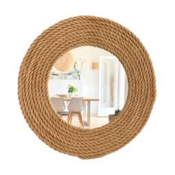 Jute Mirror, Rope Mediterranean Decoration, Natural Home Wall Mirror - Mirror Jute Cord - thumbnail 1