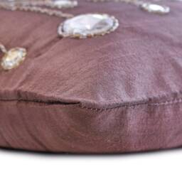 Decorative Oblong/Lumbar Rectangle Pillow Covers Accent Couch Sofa 12x16 Plum Silk Crystal Bead Embroidered - Bling - thumbnail 2