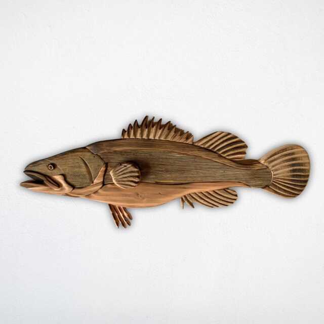 Handcrafted Wooden Murray Cod Sculpture - Reclaimed Wood Fish Art Eco-Friendly Wall Decor - image 1