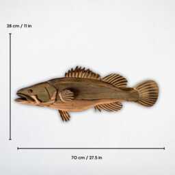 Handcrafted Wooden Murray Cod Sculpture - Reclaimed Wood Fish Art Eco-Friendly Wall Decor - thumbnail 2
