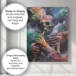 Abstract Skeleton Saxophone Musician Expressionist Painting Canvas Wall Art Print Decor Picture Ready To Hang - thumbnail 3