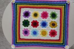 Crochet Baby Blanket, Rainbow Knitted Throw Blanket - thumbnail 1