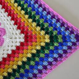 Crochet Baby Blanket, Rainbow Knitted Throw Blanket - thumbnail 3