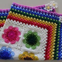 Crochet Baby Blanket, Rainbow Knitted Throw Blanket - thumbnail 2