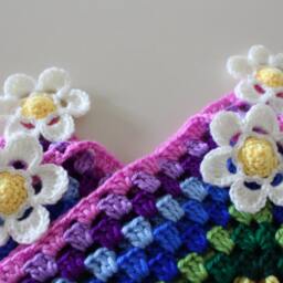 Crochet Baby Blanket, Rainbow Knitted Throw Blanket - thumbnail 4
