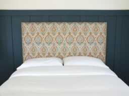 Olive Dita Ikat Fabric Upholstered Headboard - Single Double King Size Super - thumbnail 1