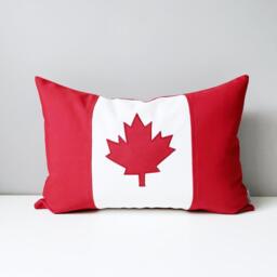 Canada Flag Pillow Cover in Sunbrella?? Outdoor Fabric For Porch & Patio, Housewarming Gift, Red White Canadian Maple Leaf Cushion, Mazizmuse - thumbnail 1