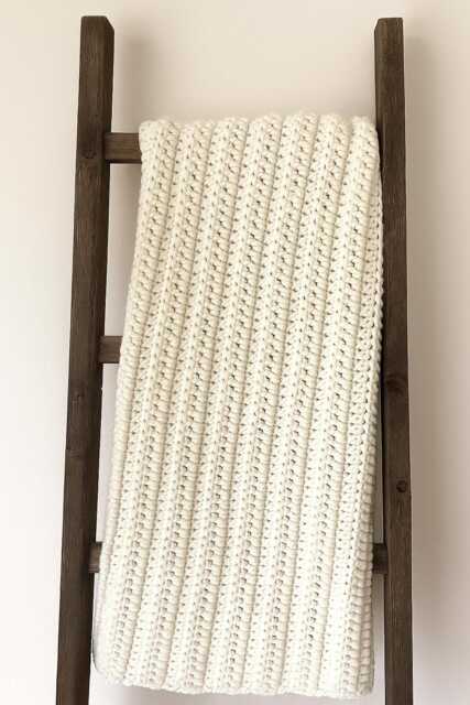 Chunky Crochet Blanket - Ribbed Stitch Throw Cozy Home Decor Bulky Housewarming Gift Knit - image 1